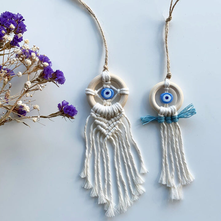 Decorative Macrame Wall Hanging with Evil Eye Design Bowlift
