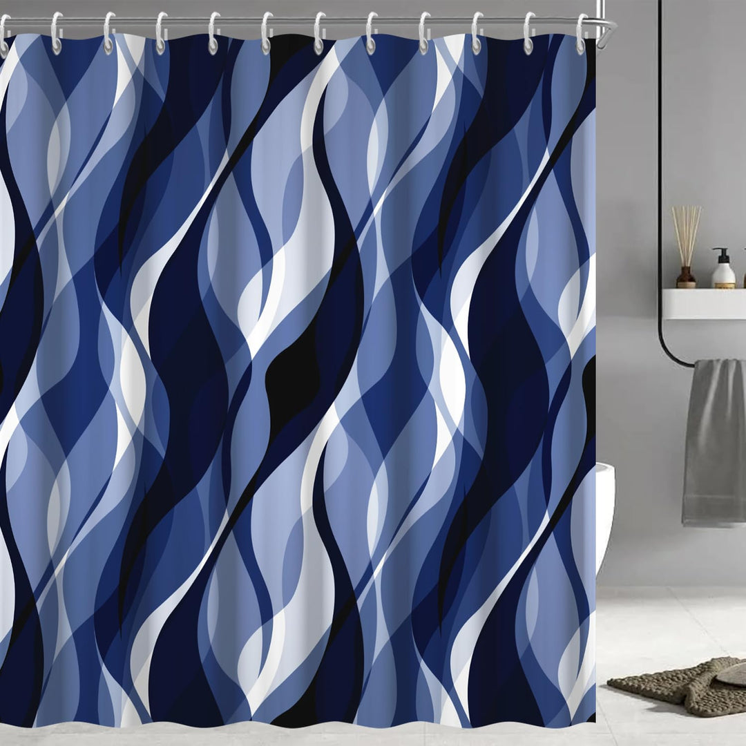 Abstract Wave Pattern Shower Curtain Bowlift