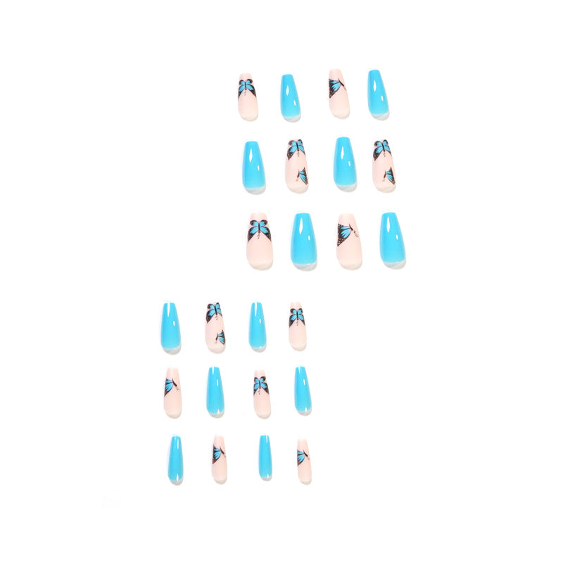 Artful Nail Extensions with Butterfly Motif Bowlift