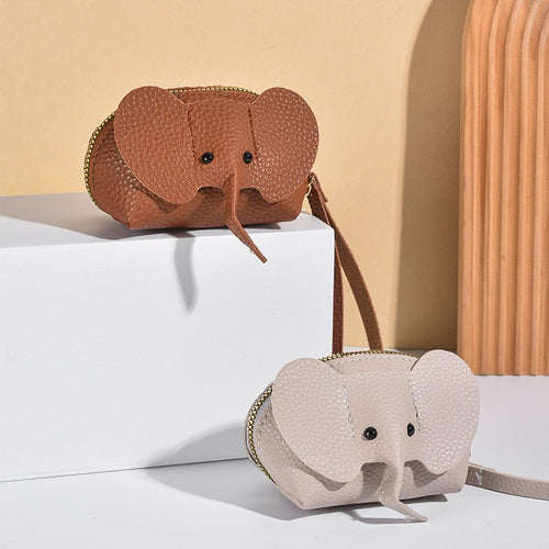 Cute Elephant-Themed Zippered Coin Purse Bowlift