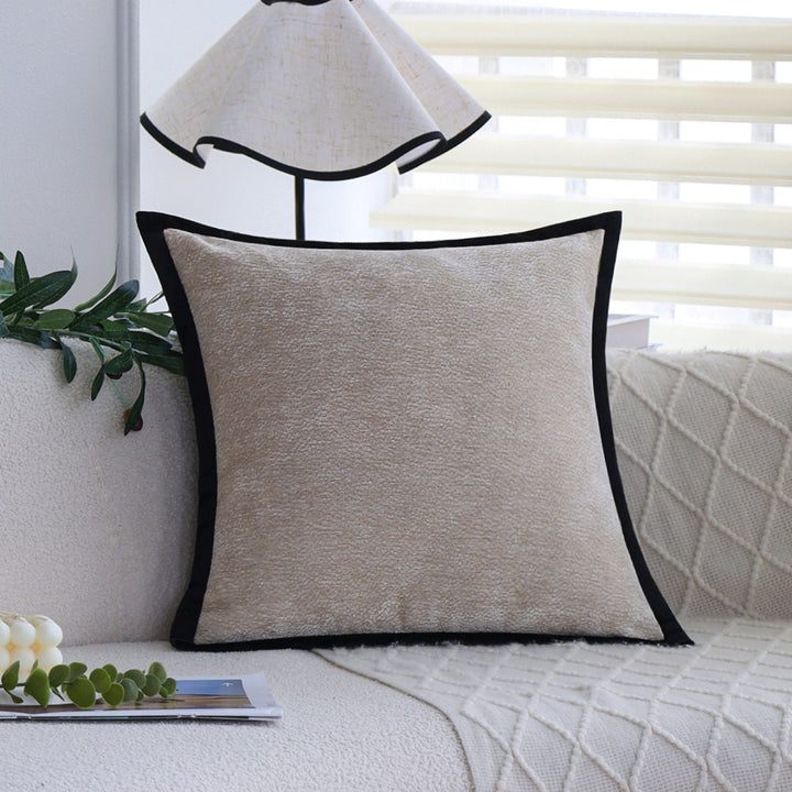 Square Decorative Cushion Cover with Soft Microvelours and Contrasting Piping Bowlift