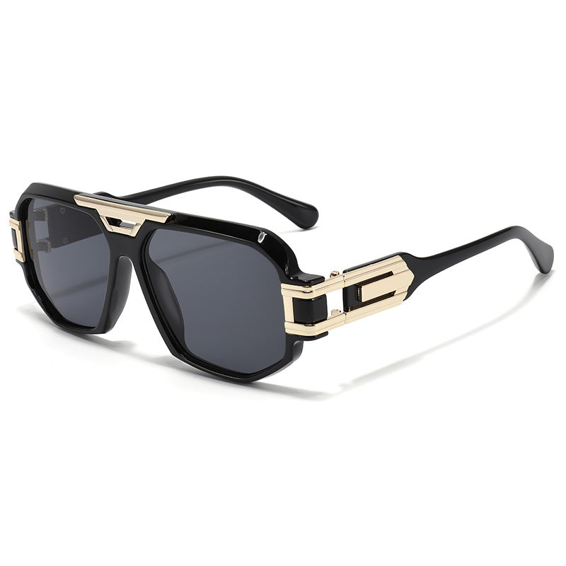 Statement Square Frame Sunglasses with Decorative Gold Accents Bowlift