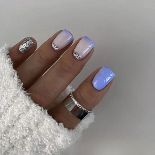Artful nail tips with glitter decoration Bowlift