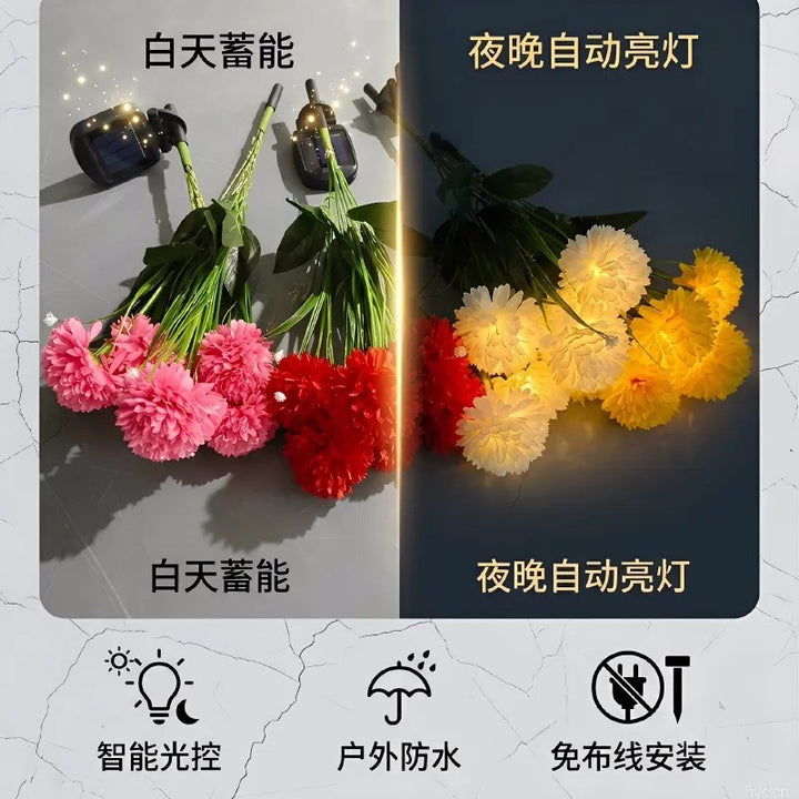 Solar-Powered Realistic Camellia Floral Garden Stake Lights With Adjustable LED Heads And Stainless Steel Spike Bowlift