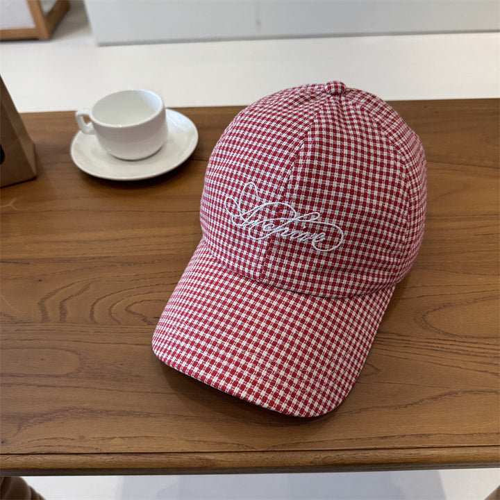 Women's Gingham Checkered Baseball Cap Bowlift