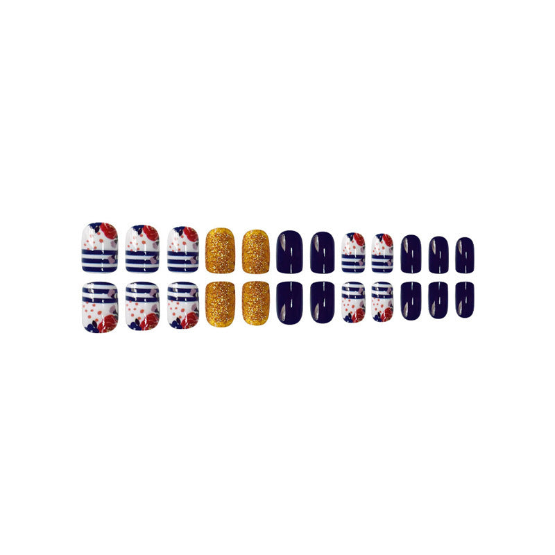 Decorative Floral Press-On Nail Set Bowlift 1787913909