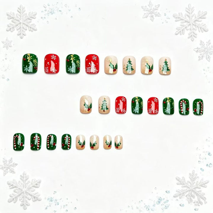 Artificial nails in festive Christmas design Bowlift
