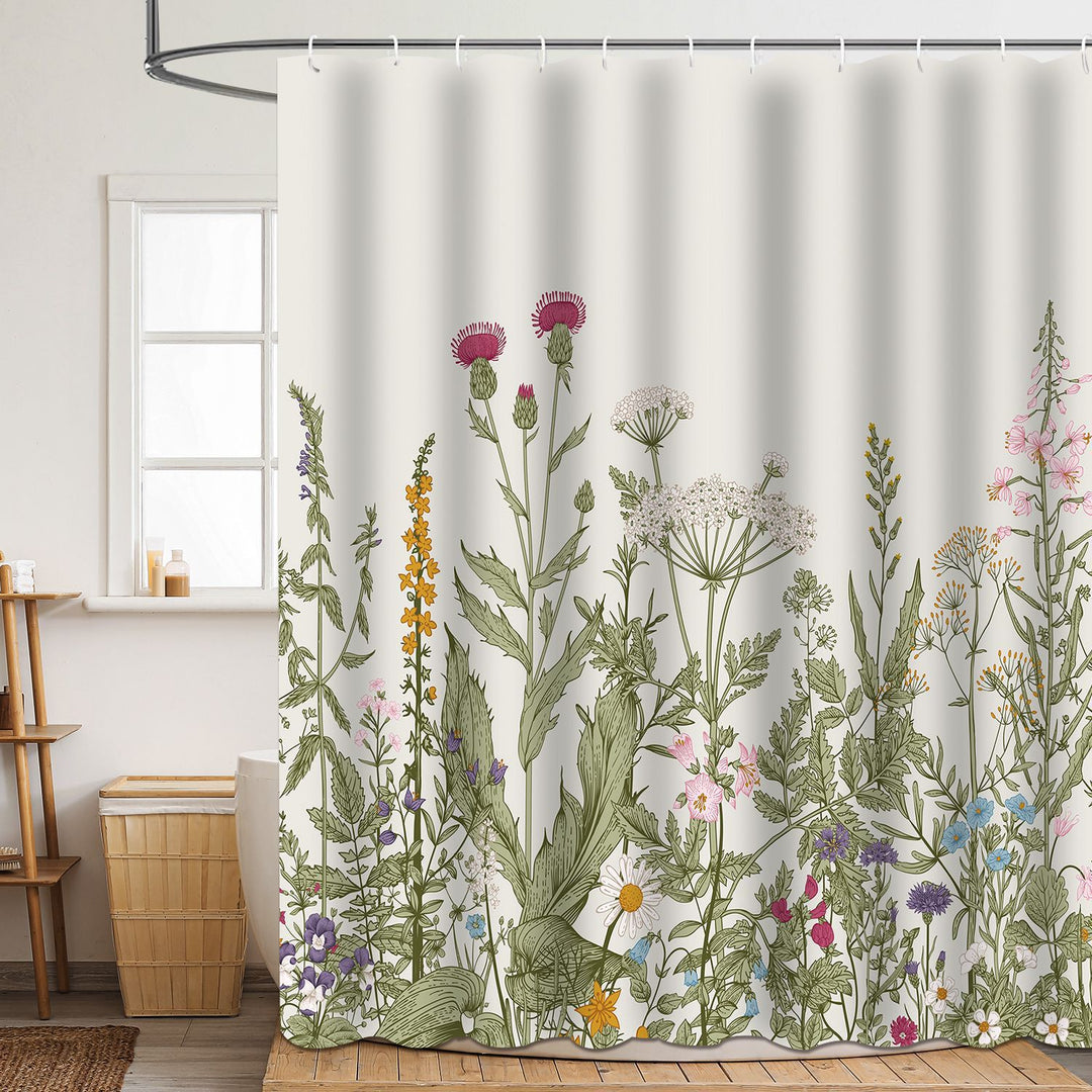 Floral Patterned Bathroom Shower Curtain Bowlift