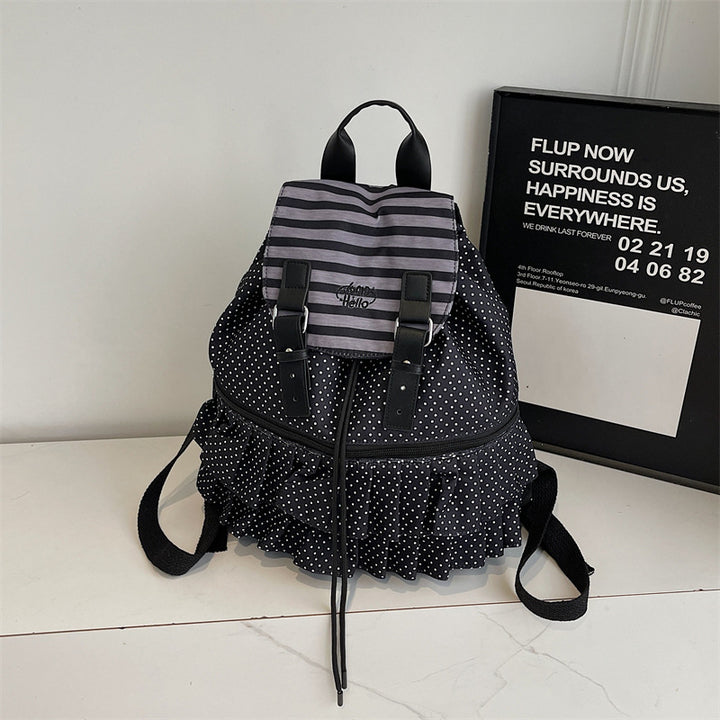 Ruffled Polka Dot Design Backpack