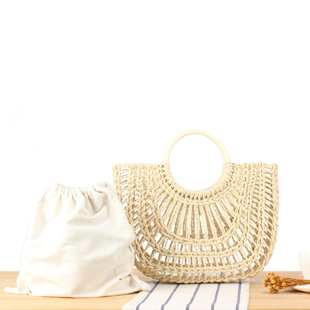 Handbag with Horizontal Braiding and Practical Inner Pouch Bowlift