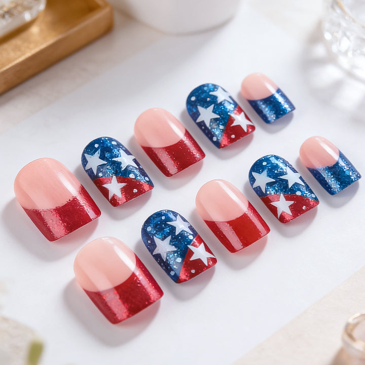 Seasonal Glitter Star Press-On Nails Bowlift