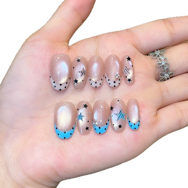 Artificial nails with Sparkling Star Theme Bowlift