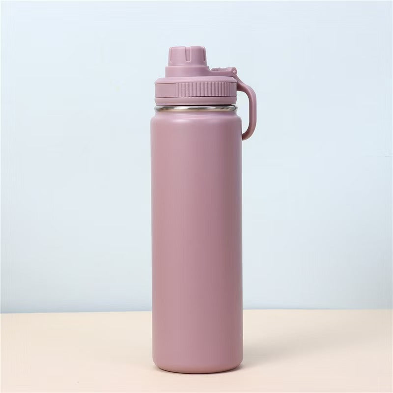 Insulated Vacuum Stainless Steel Water Bottle with Flip Straw and Carry Handle Bowlift