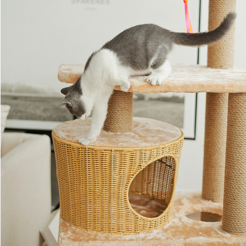 Cat furniture tree with natural rattan elements Bowlift