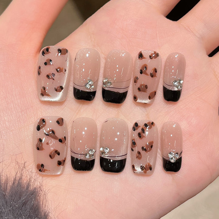 Artistic Gem-Accented Press-On Nail Extensions Bowlift