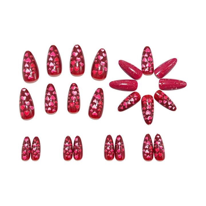 Artificial nails with heart design and gloss finish Bowlift