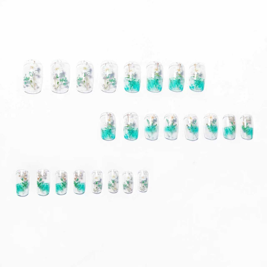 Floral Encased Gel Nail Art Bowlift