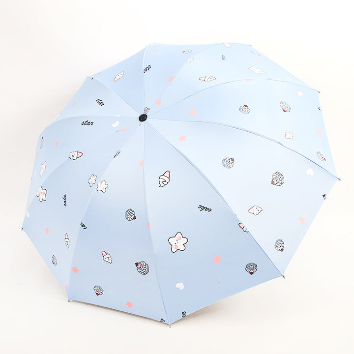 Women's Folding Umbrella with Playful Dessert Motif Bowlift