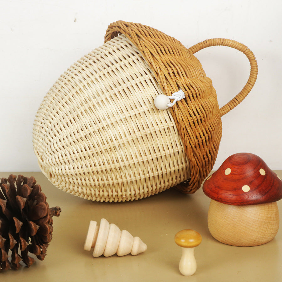 Whimsical Mushroom-Shaped Woven Storage Basket Bowlift