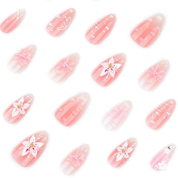 Artistic and creative nail extensions with floral accents Bowlift