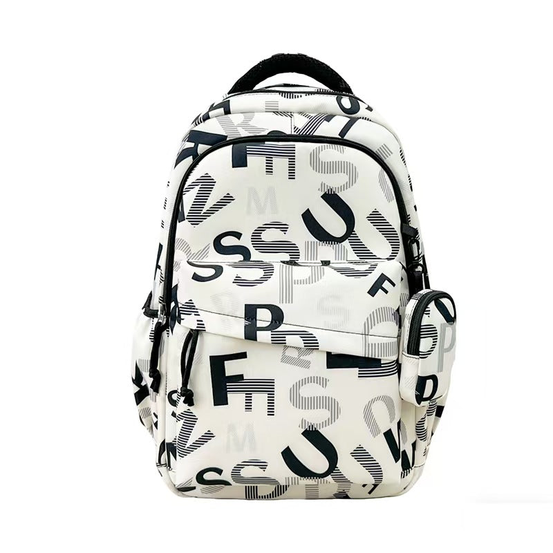 Stylish backpack with modern lettering pattern Bowlift