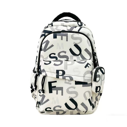 Stylish backpack with modern lettering pattern Bowlift