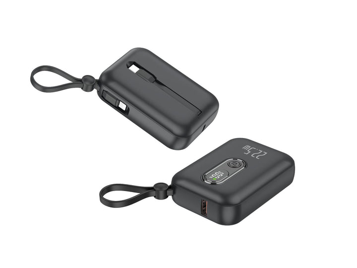 Portable power bank with integrated USB-C port and digital charge status display Bowlift