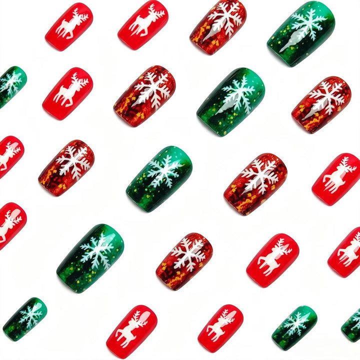 Artificial nails in festive reindeer and snowflake design Bowlift
