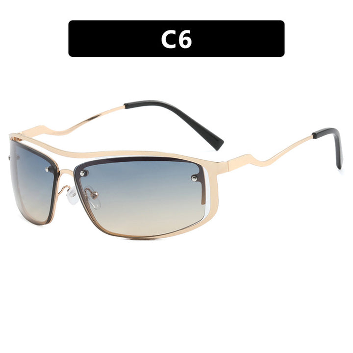 Women’s futuristic sunglasses with an elegant metal frame and high-transparent lenses Bowlift