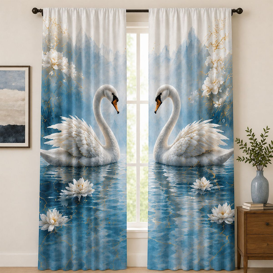 Artistic Floral Print Window Drapes