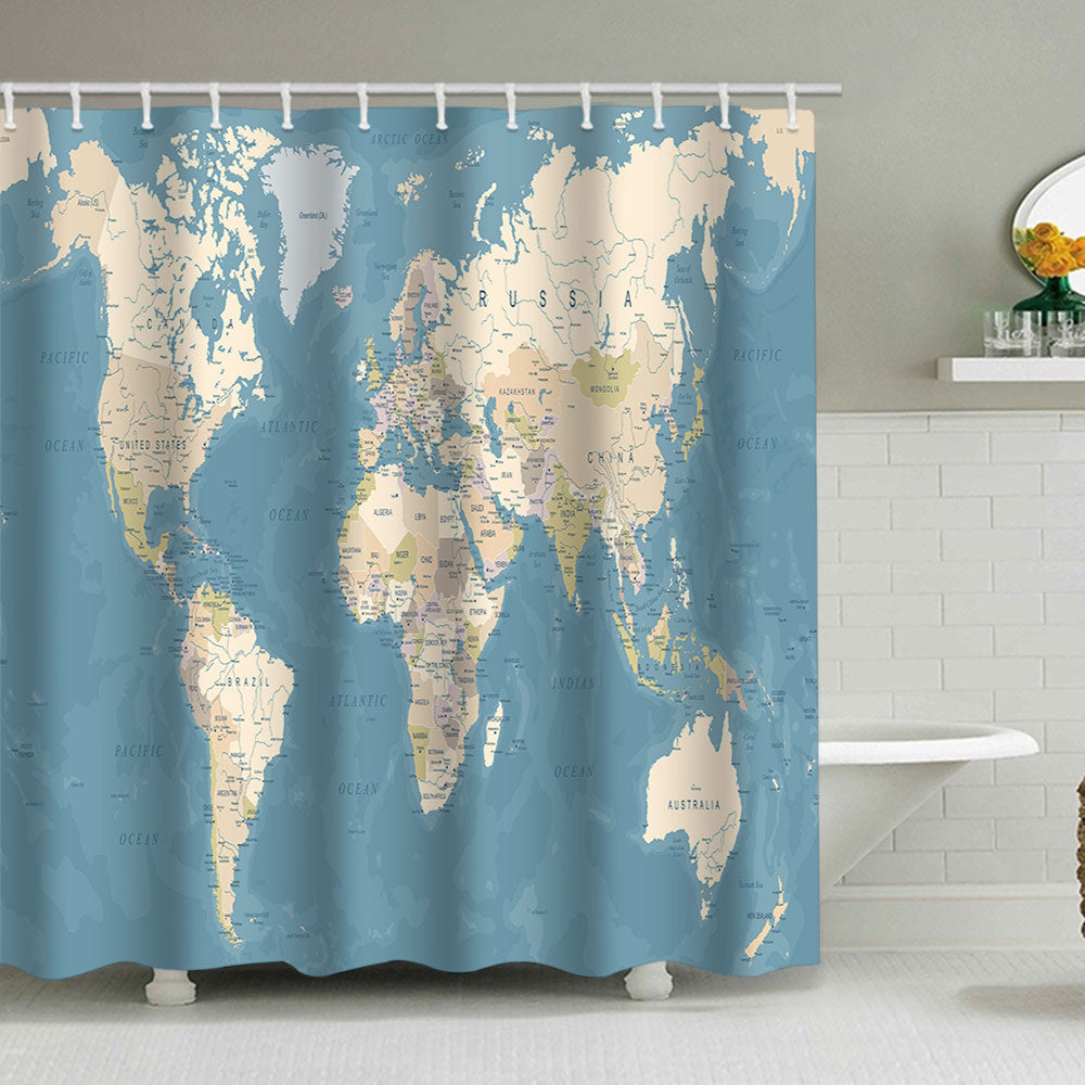 Vintage World Map Shower Curtain Bowlift