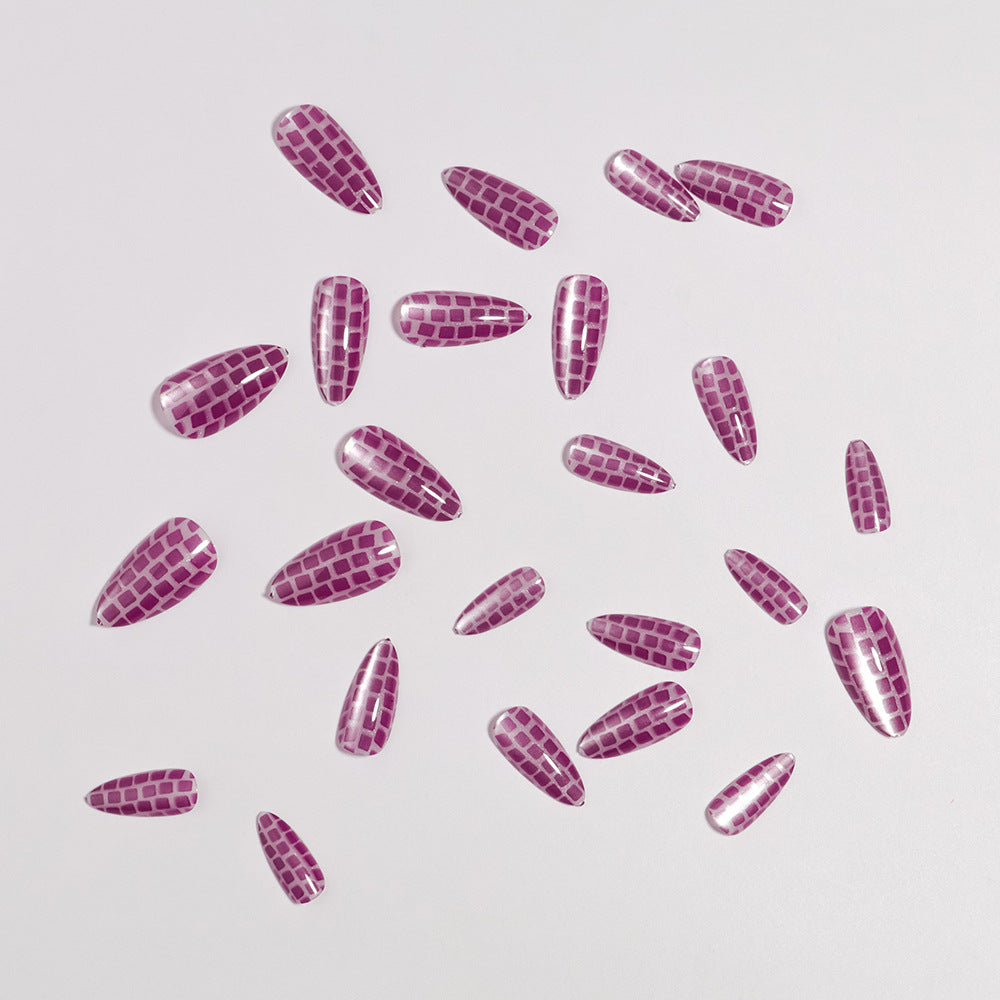 Glossy Stiletto Press-On Nails Set with Reflective Design Bowlift