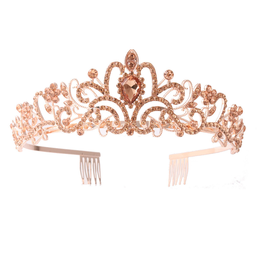 Ladies Sparkling Crystal Tiara with Filigree Design Bowlift