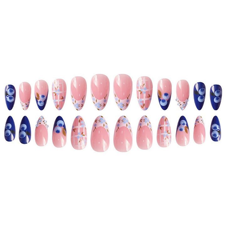 Artistic Press-On Nail Set with Floral Accents Bowlift