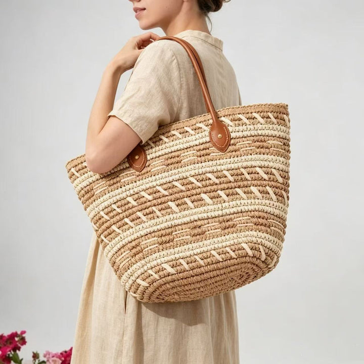 Bast-Beach bag with Elegant Structured Design Bowlift
