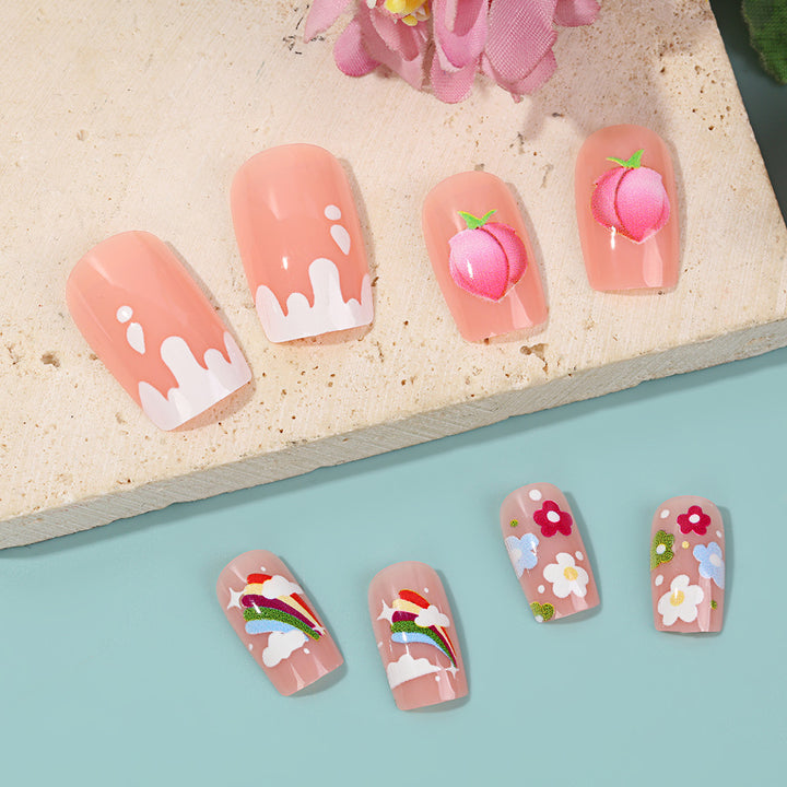 Artificial nails with cheerful flower designs Bowlift