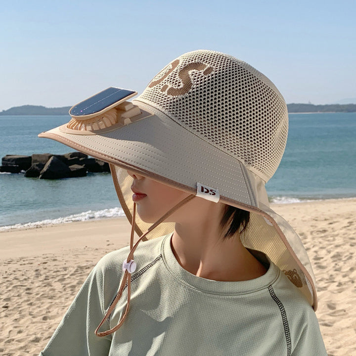 Breathable children sun hat with solar fan and adjustable chin strap Bowlift