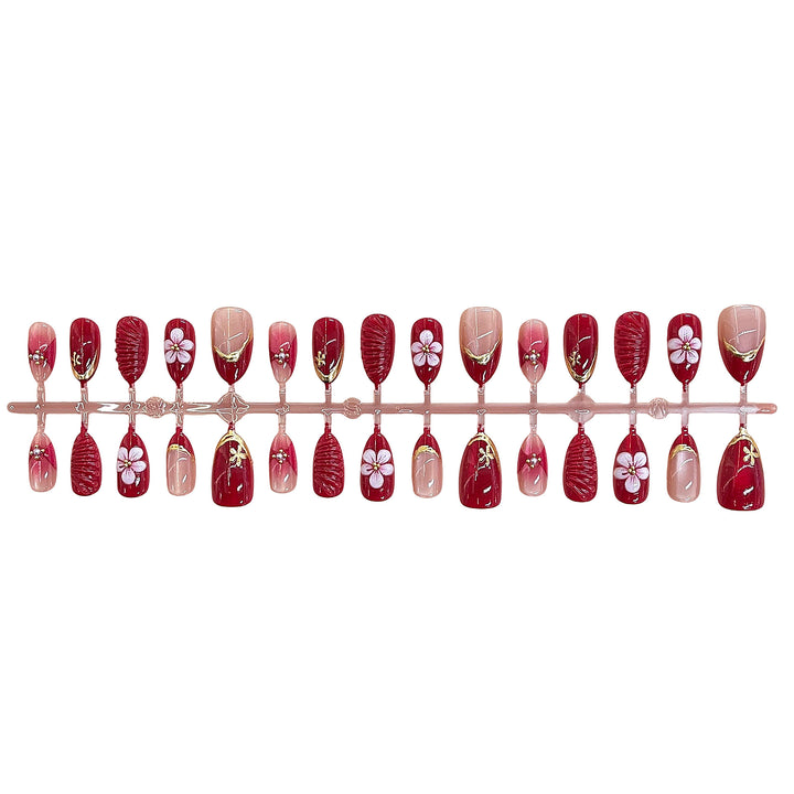 Artistic Cherry Blossom Design Press-On Nails Bowlift