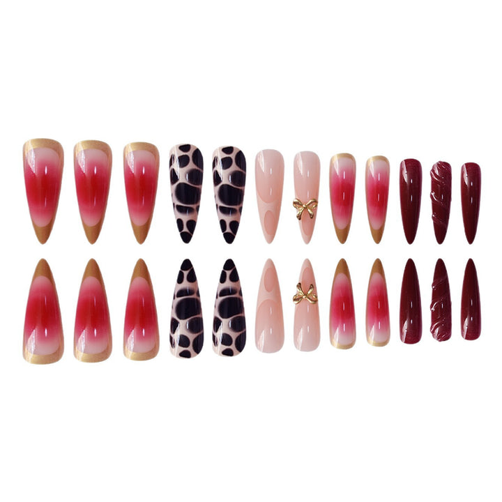 Artistic Stiletto Press-On Nail Set with Unique Accents Bowlift