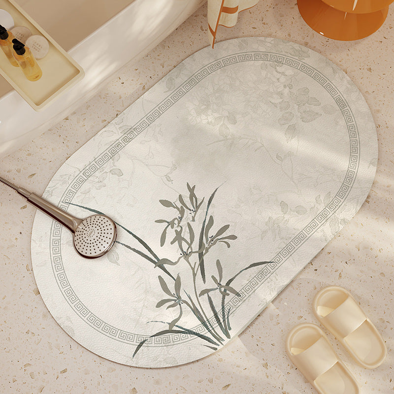Decorative Floral Print Bath Mat Bowlift