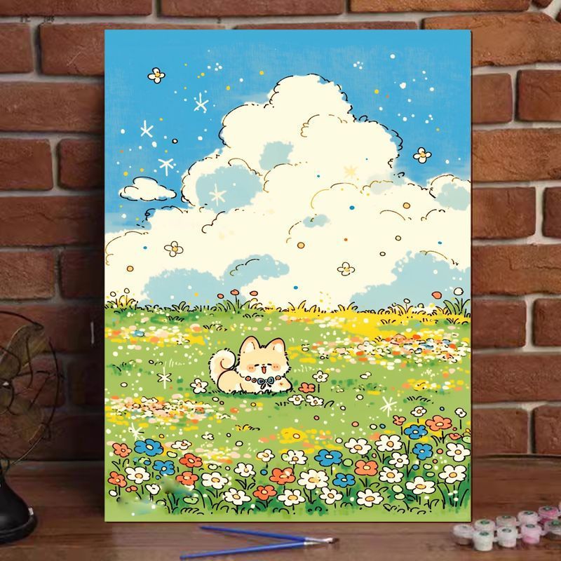 Cute Cat Illustration Canvas Art Print Bowlift