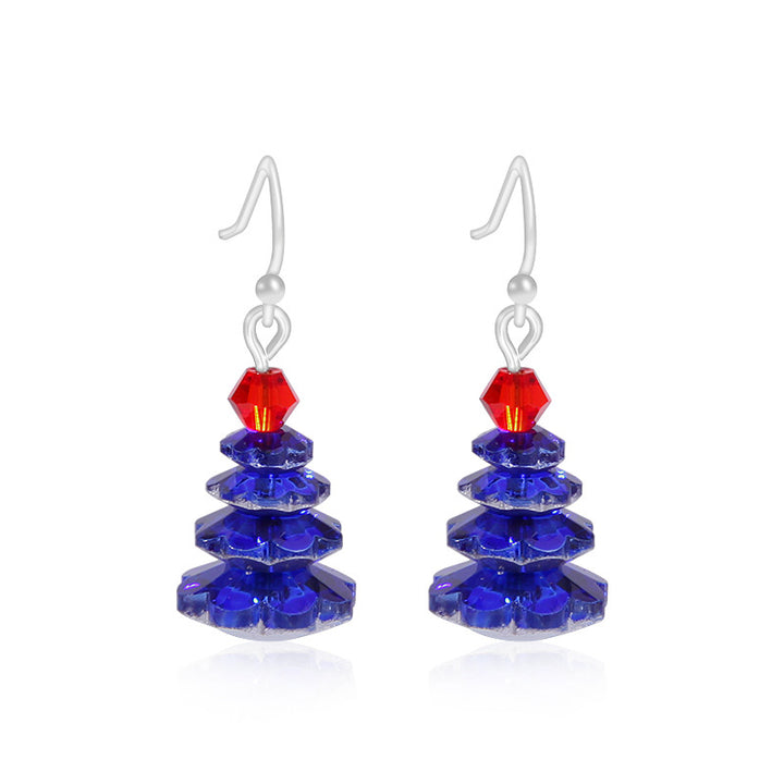 Women's star-shaped enamel earrings with USA flag motif and gold-plated fish Bowlift