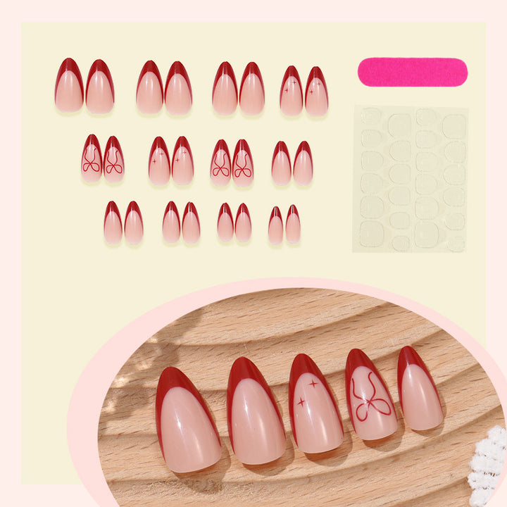 Elegant French Tip Design Press-On Nail Set Bowlift