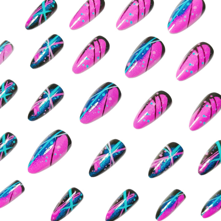 Artificial nails with geometric glamour design Bowlift