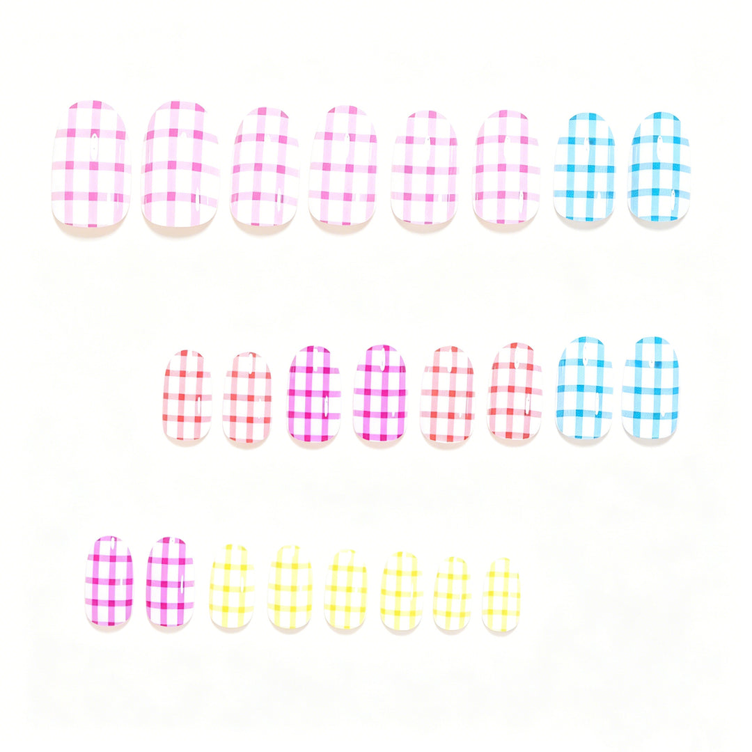 Chic Gingham Pattern Nail Art Wraps Bowlift