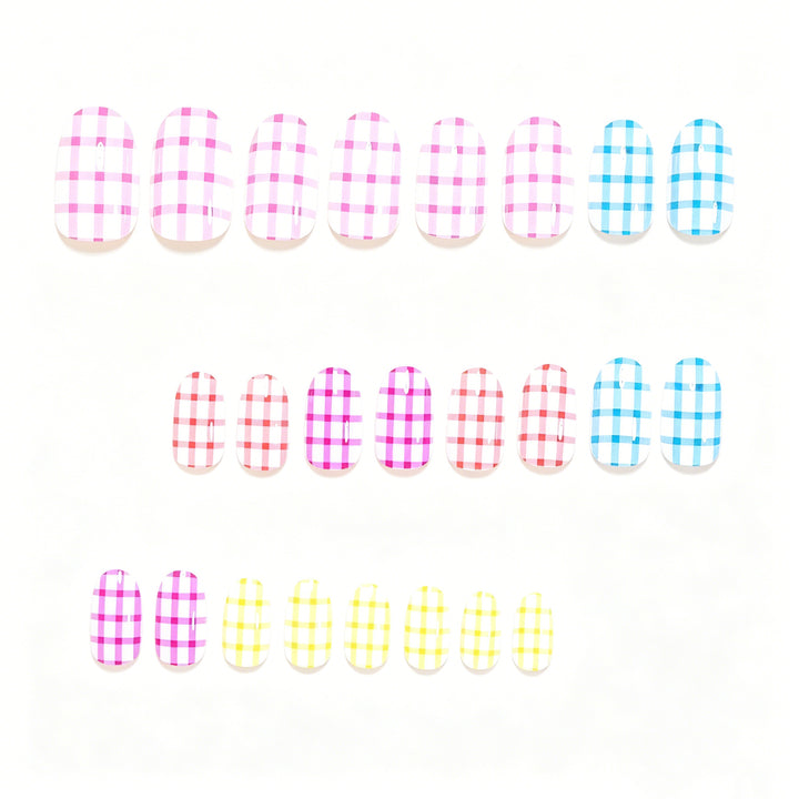 Chic Gingham Pattern Nail Art Wraps Bowlift