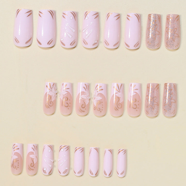 Decorative Long Press-On Nail Art Set Bowlift