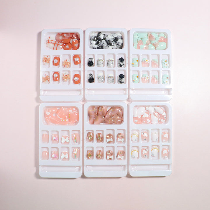 Decorative Press-On Nail Art Set with Bow Accents Bowlift
