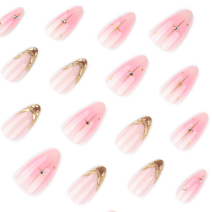 Artistic Nail Extensions with Glamorous Gold Finish Bowlift