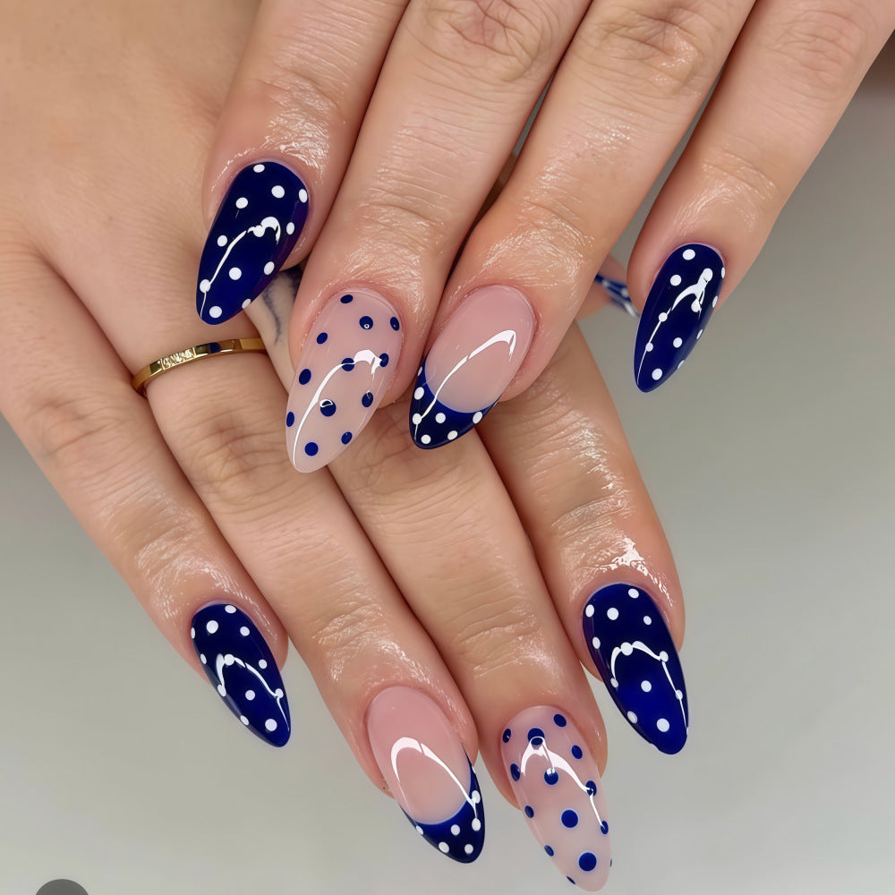 Artificial nails in modern polka dot design Bowlift